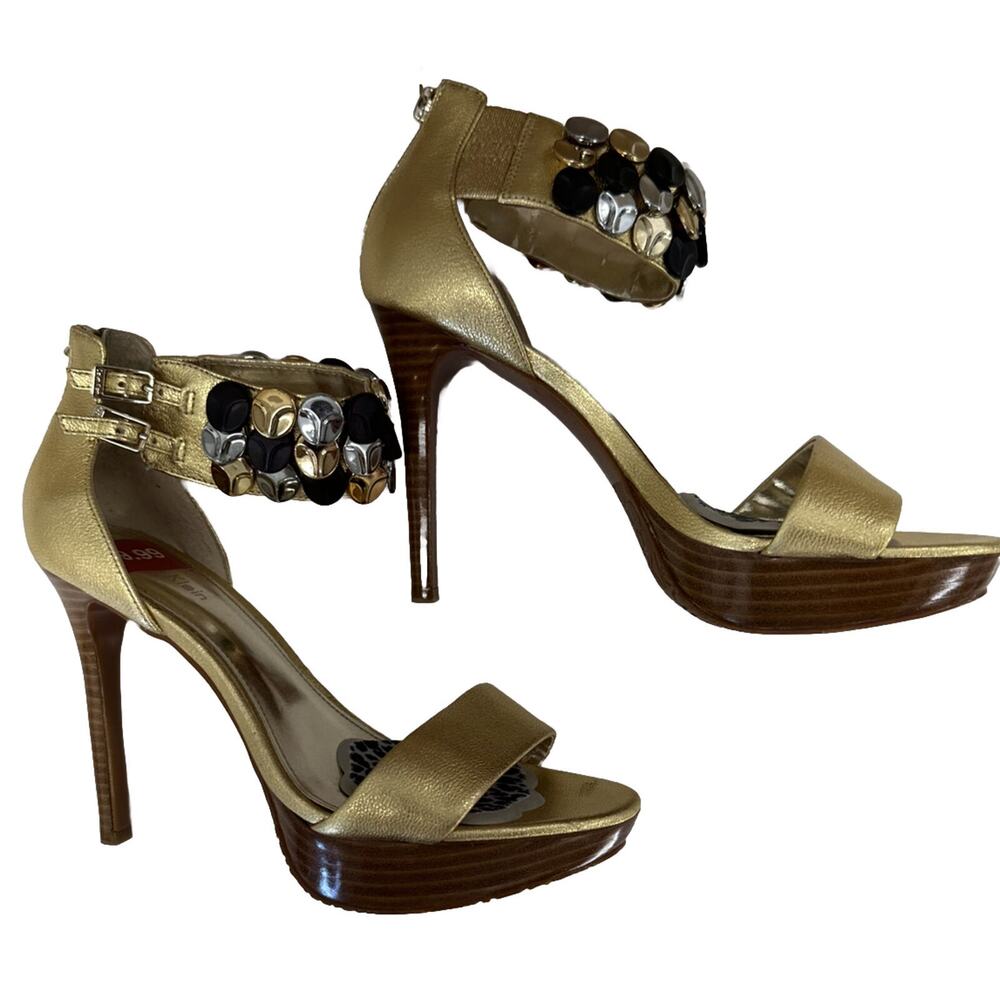 Calvin‎ Klein Good Jeweled Heels Womens Size 6 and Half Zip Close - Picture 7 of 10